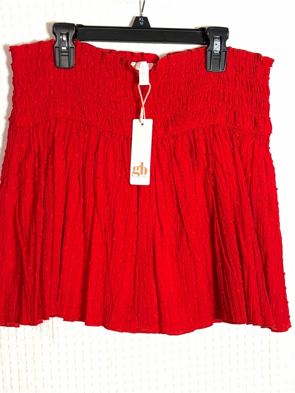 NEW GB Girls Skirt Skort Short Size XL 16 Red Swiss Dots Ruched Pull On School